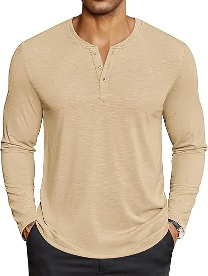 🧍‍♂️ Men’s Henley Long Sleeve Shirt – Lightweight, Soft & Everyday-Ready