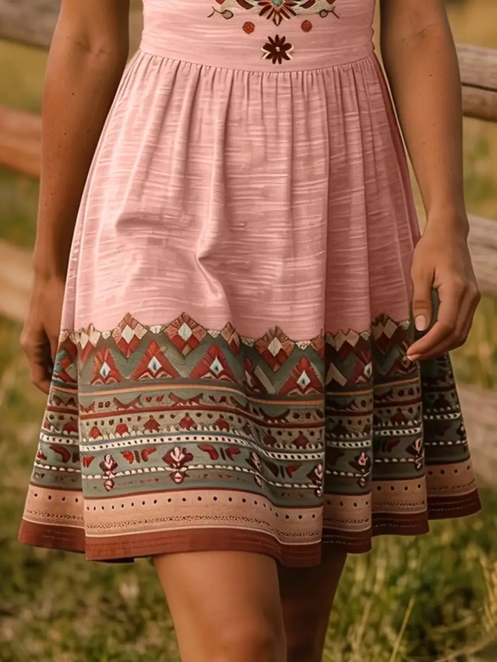 Tribal Print Sleeveless A-Line Dress