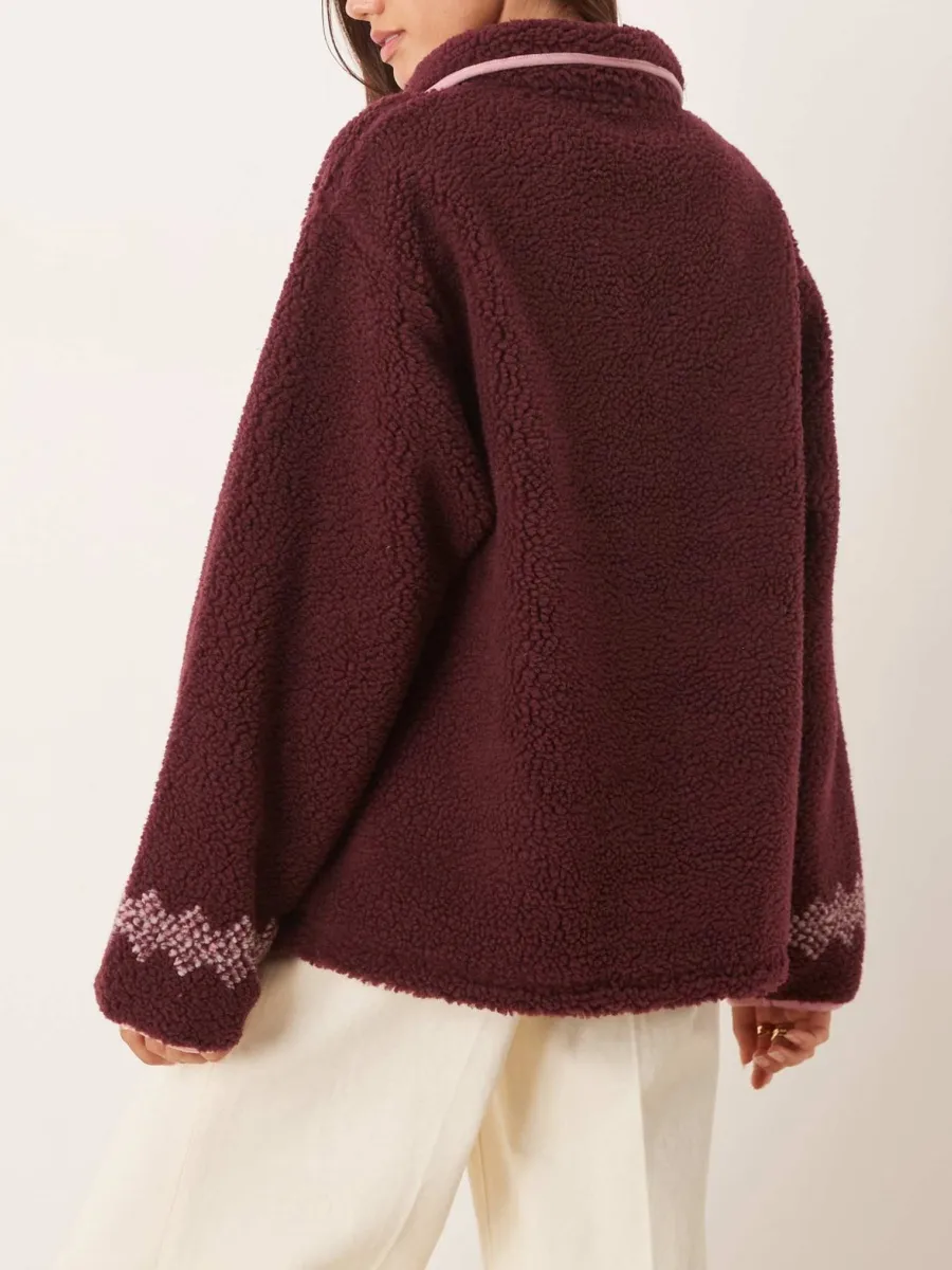 Patterned Sherpa Half-Zip Sweatshirt