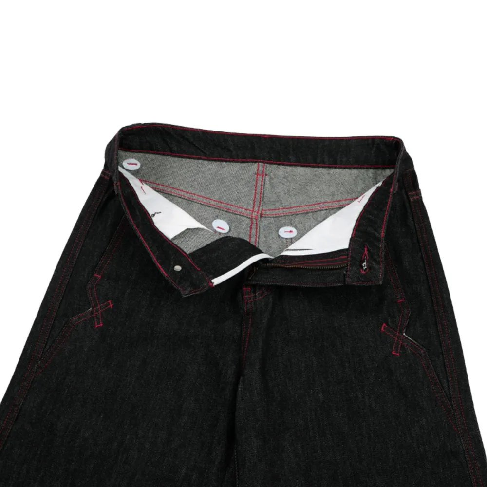 Washed Raw Denim Embroidered Denim Jeans