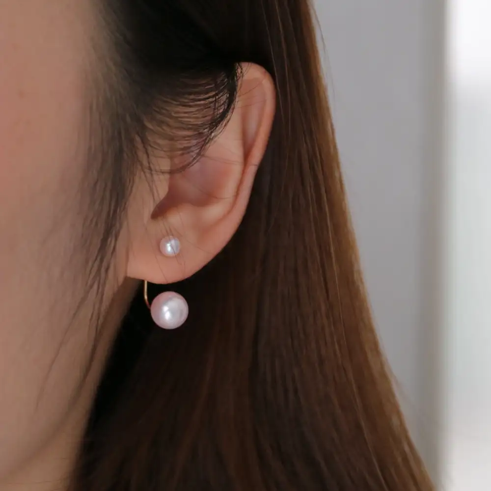 Convertible L-Shaped Pearl Stud Earrings