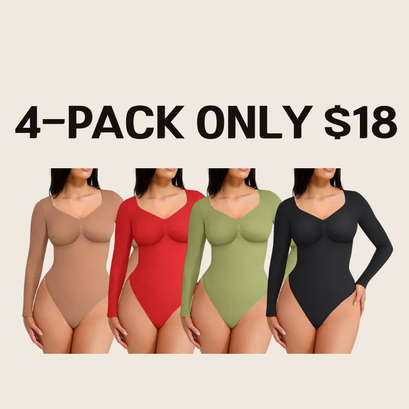 Women's Seamless Sculpt Long Sleeve Thong Comfortable Bodysuit for Tops and Underwear