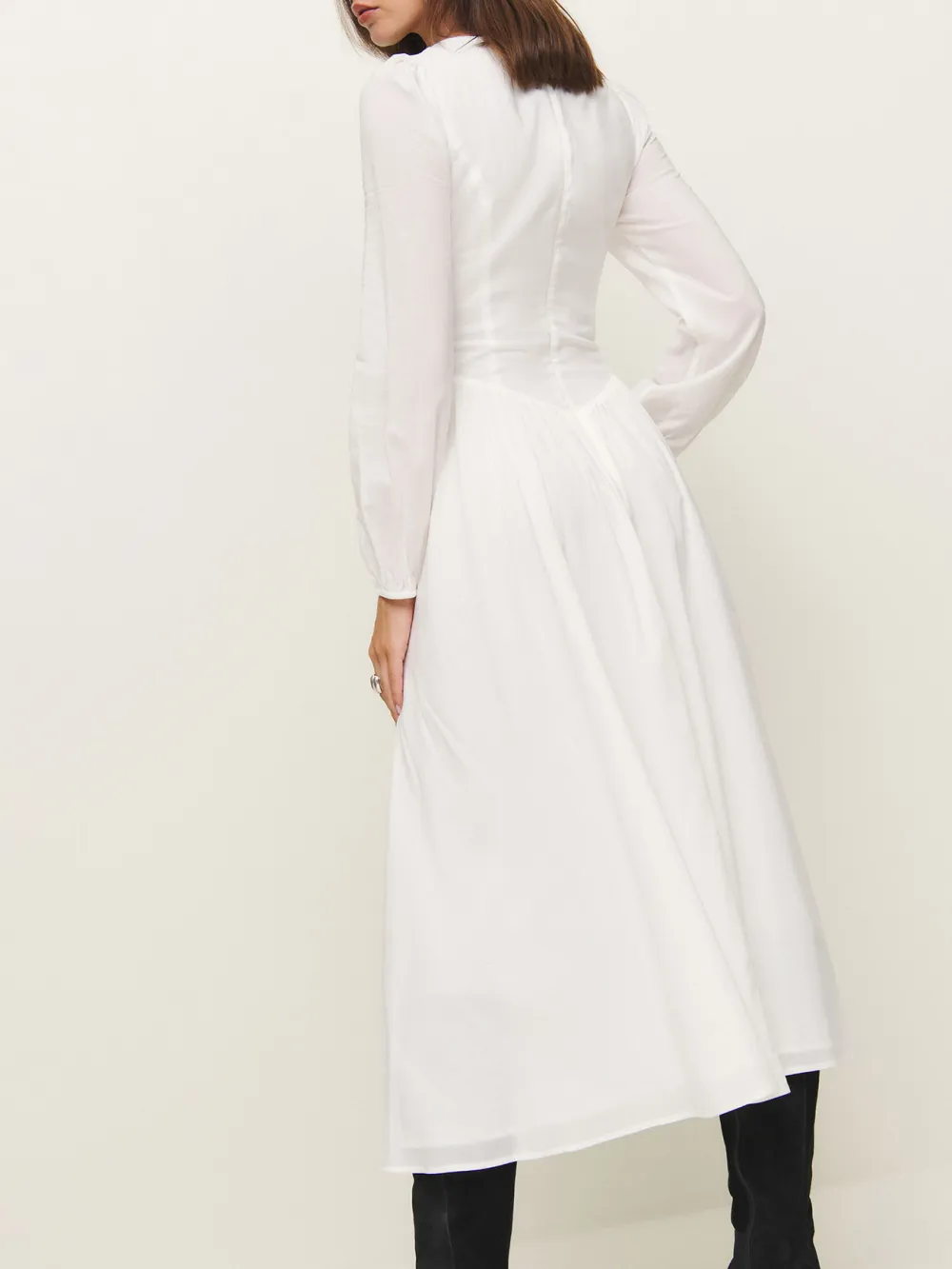 Long Sleeve Square Neck A Line Maxi Dress