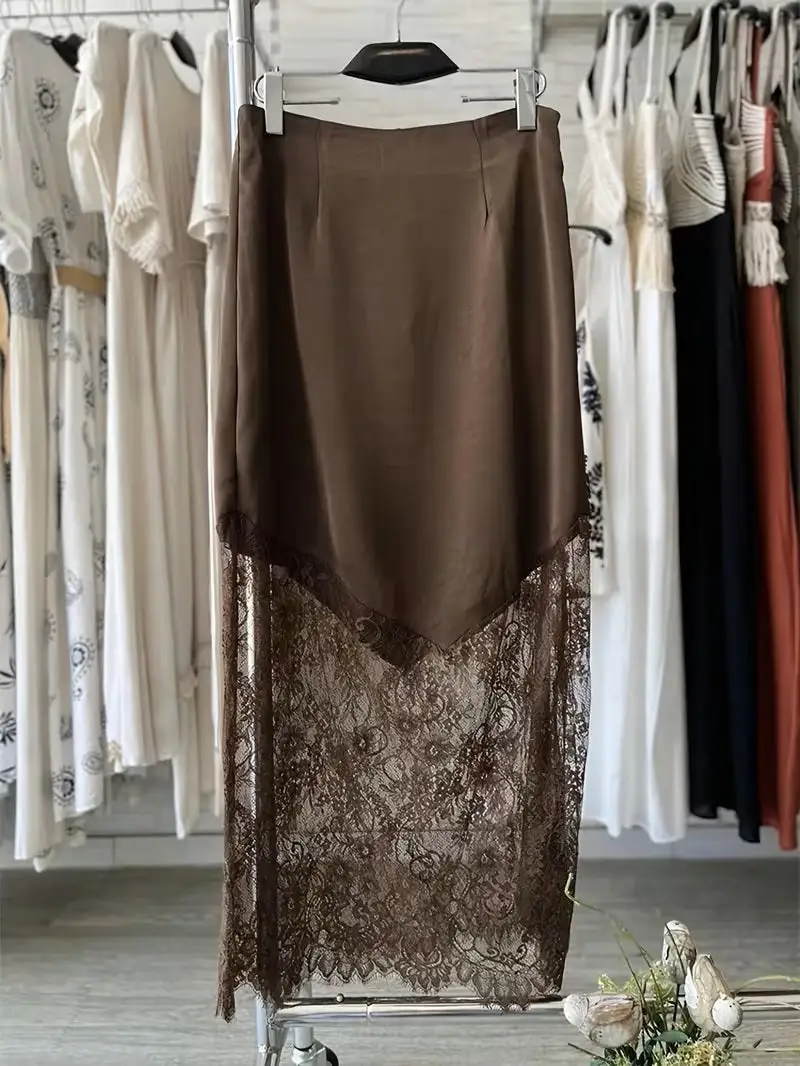 Lightweight Lace Satin Skirt