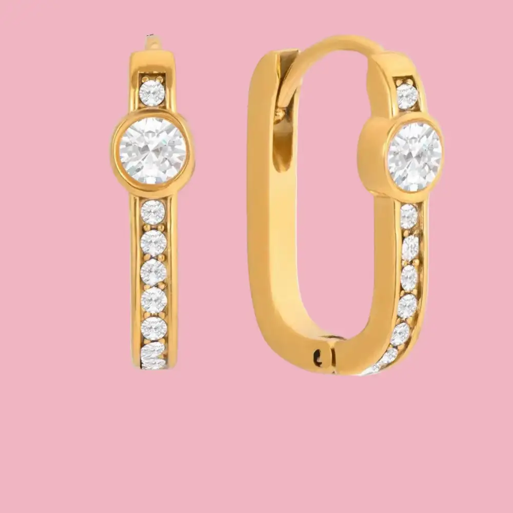 Geometric Zirconia Hoop Earrings