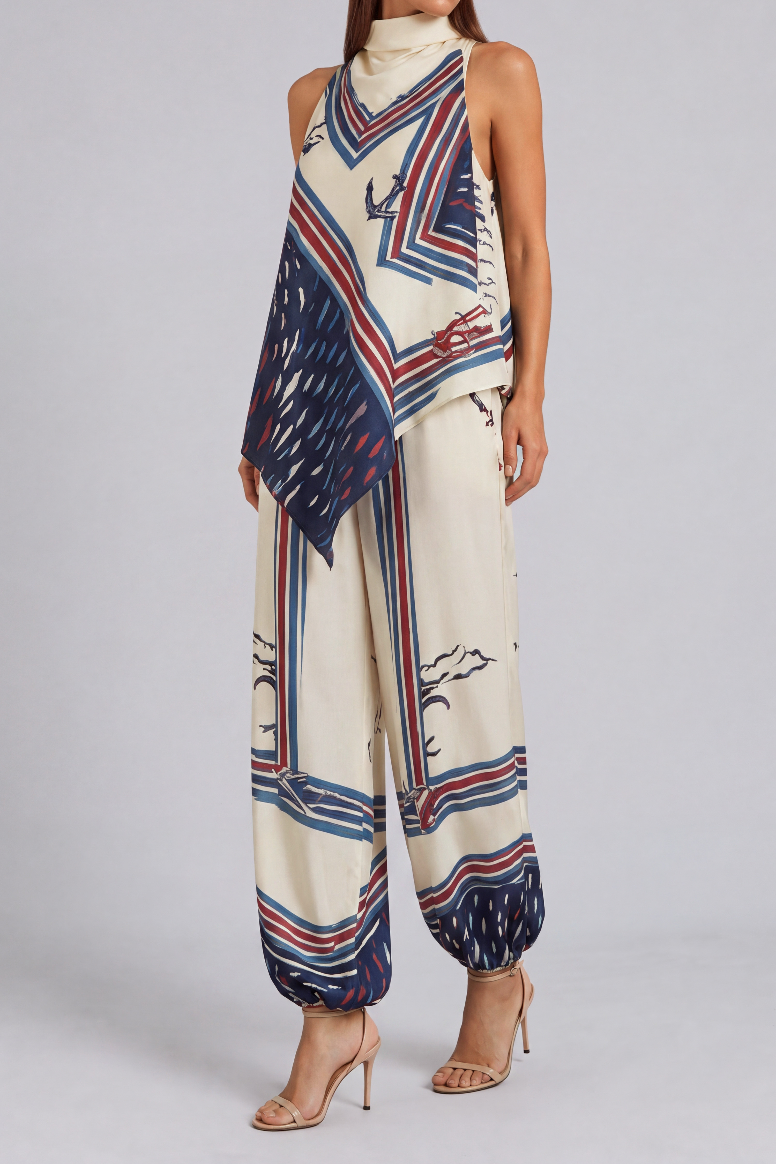 Striped Printed Matching Pants Set