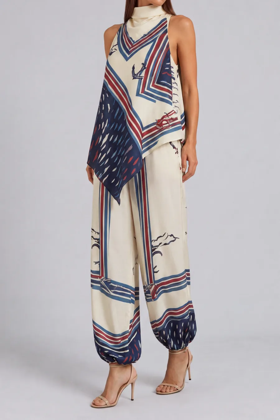 Striped Printed Matching Pants Set