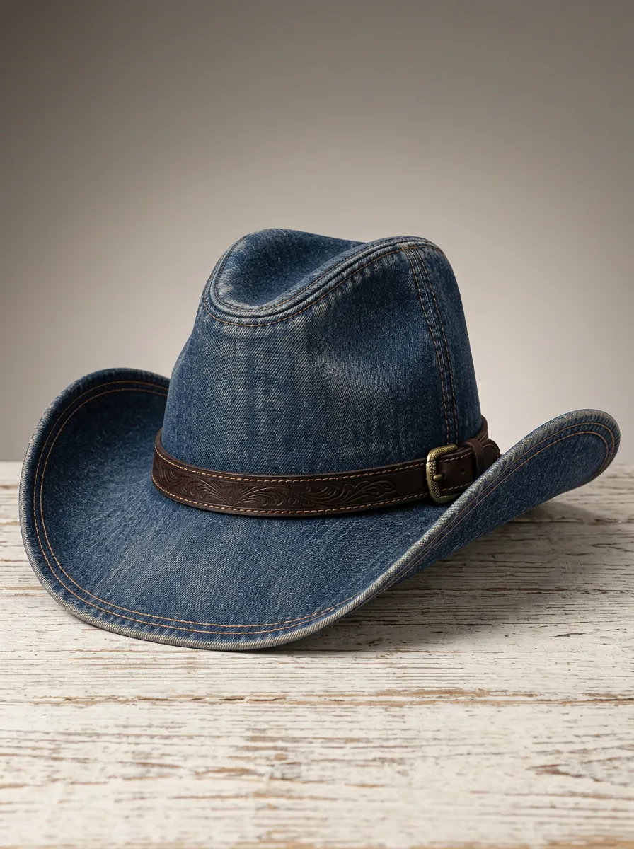 Leather Look Curved Brim Breathable Men's Western Hat