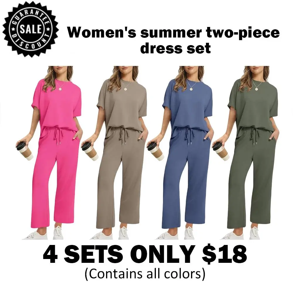 Women's two-piece summer set: Loose wide-leg shorts and casual top