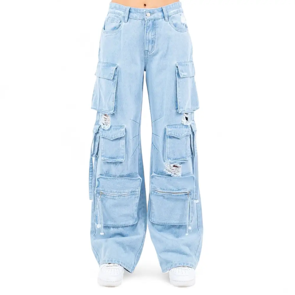 Wide-Leg Parachute Cargo Pants