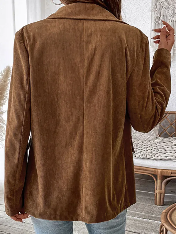 Refined Lapel-Collar Corduroy Blazer