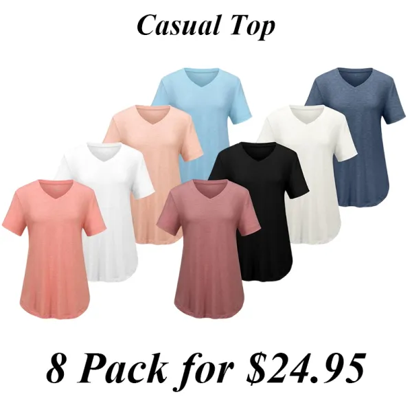 8PACK-Casual V-Neck T-Shirt