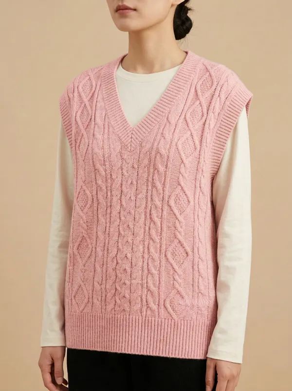 Easy-Layer Cable Vneck Sweater Vest