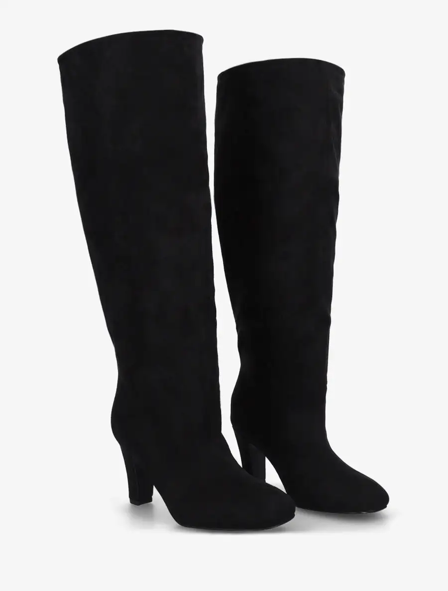 Graceful Block Heel Faux Suede Knee High Boots