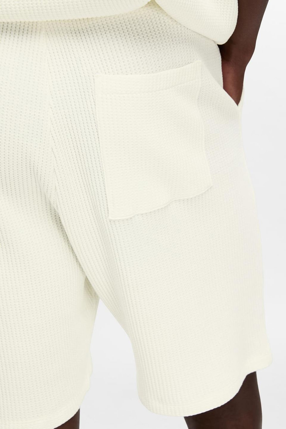 Black Waffle Textured Co-ord Set Shorts