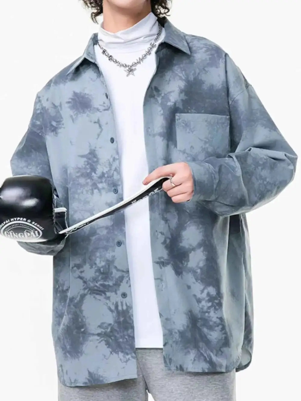 Tie-Dye Oversized Button-Up Shirt