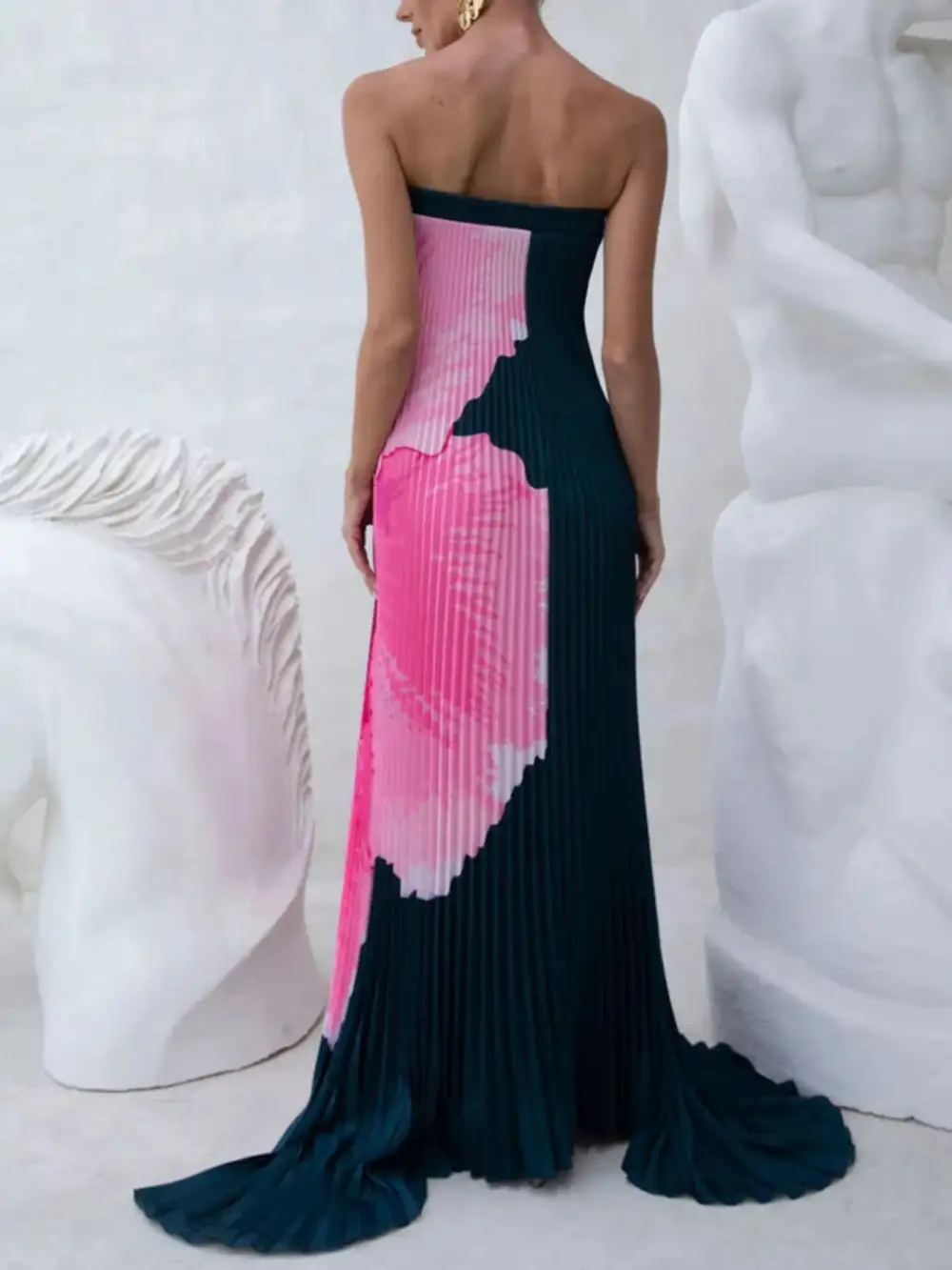 Printed Pleated Dress Casual