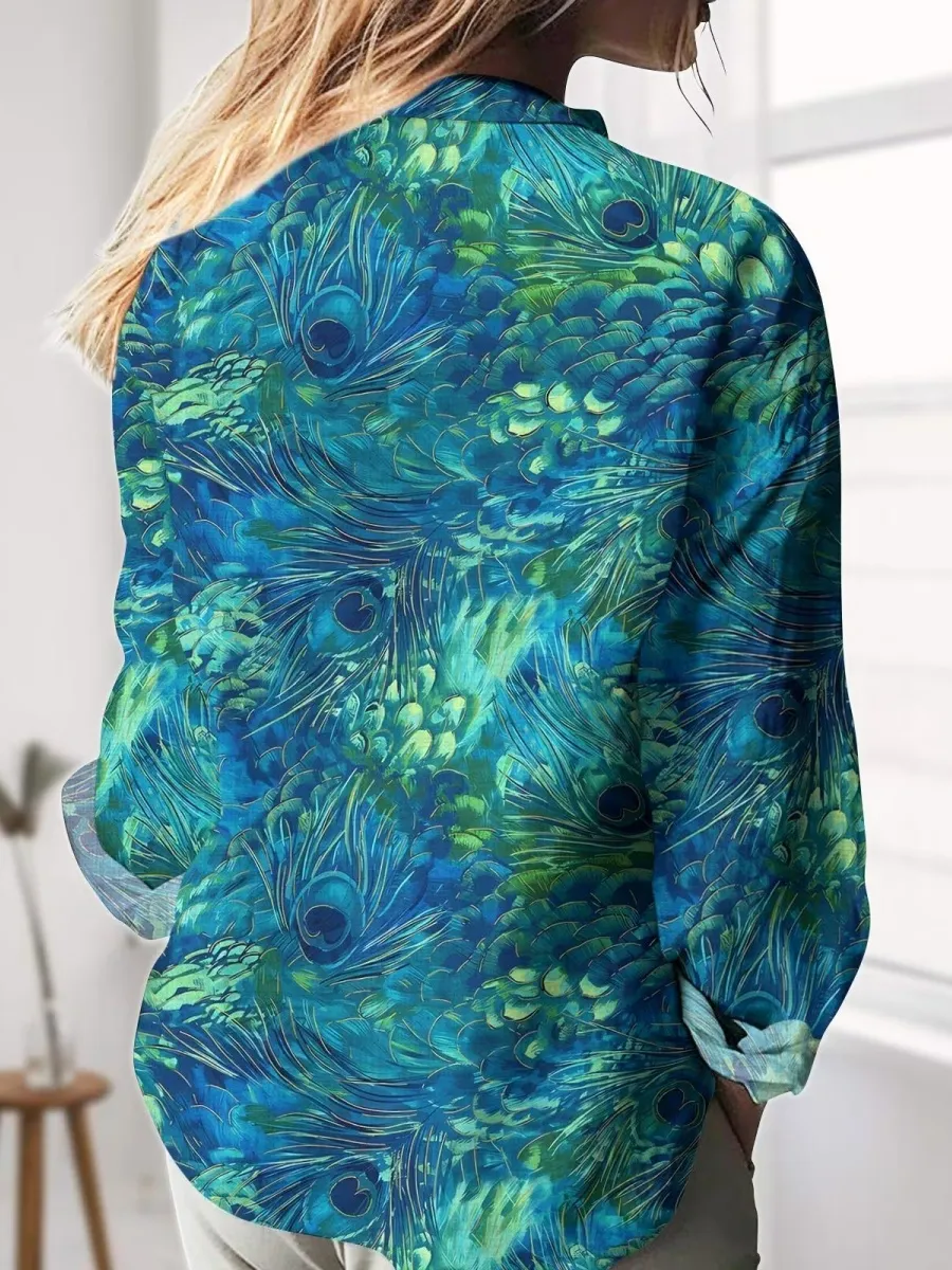 Artistic Peacock Pattern Shirt