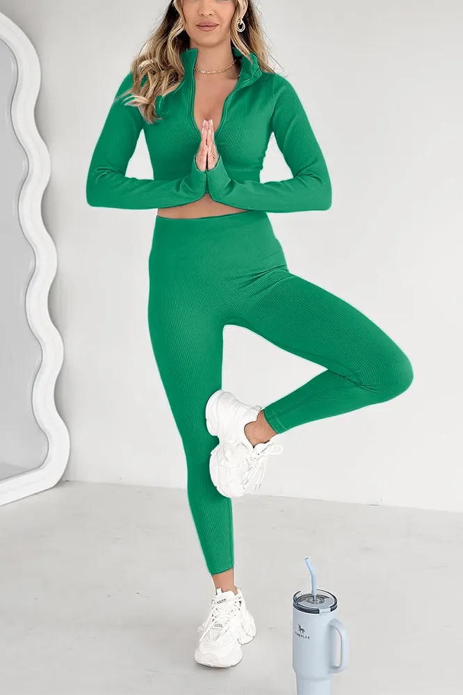 12PACK-Women's Stylish Solid Color Top and Pants Two Piece Set