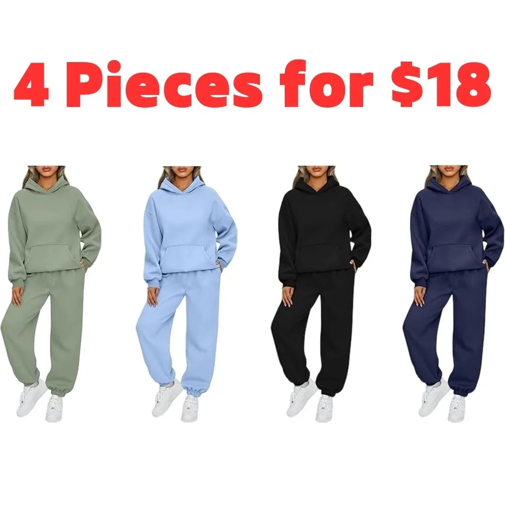 🔥Last day promotion⏰Womens's 2025 2 Piece Outfits Lounge Hoodie Sweatsuit Sets Oversized Sweatshirt Baggy Fall Fashion Sweatpants with Pockets