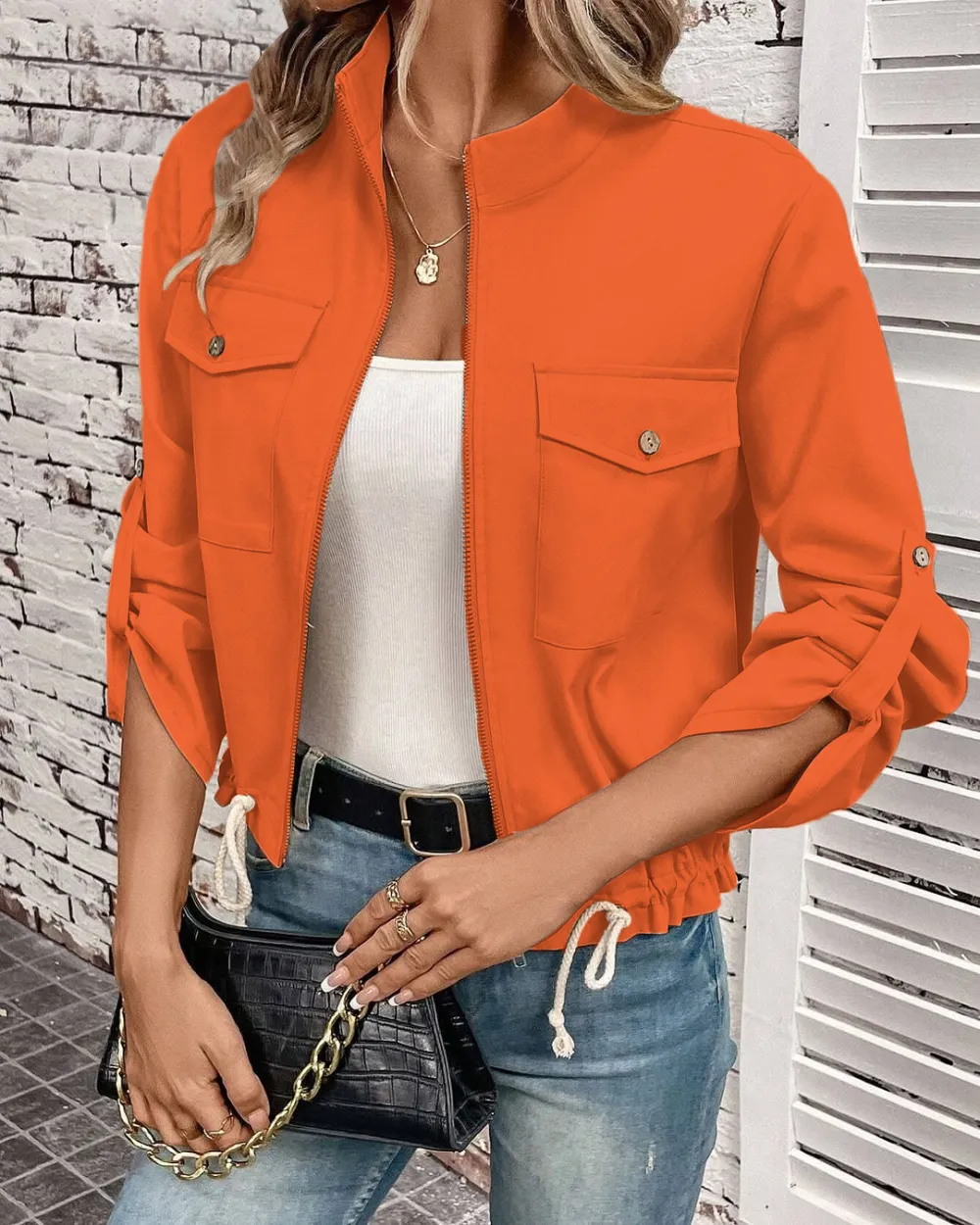 9PACK-Women'S Fashion Pocket Casual Jacket