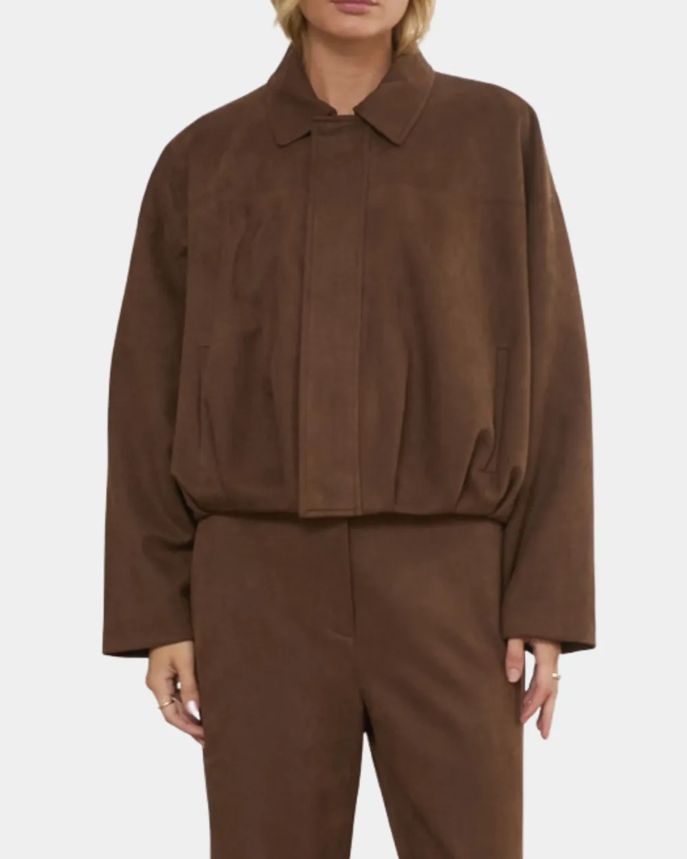 Relaxed Suede Bubble Hem Jacket