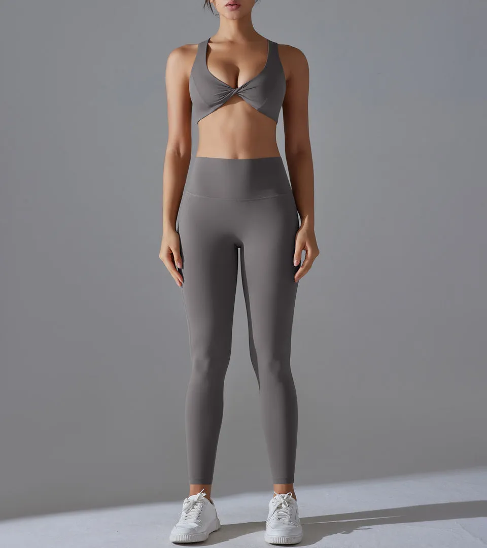 Backless High-Waist Bra, Leggings and Trousers Active Set
