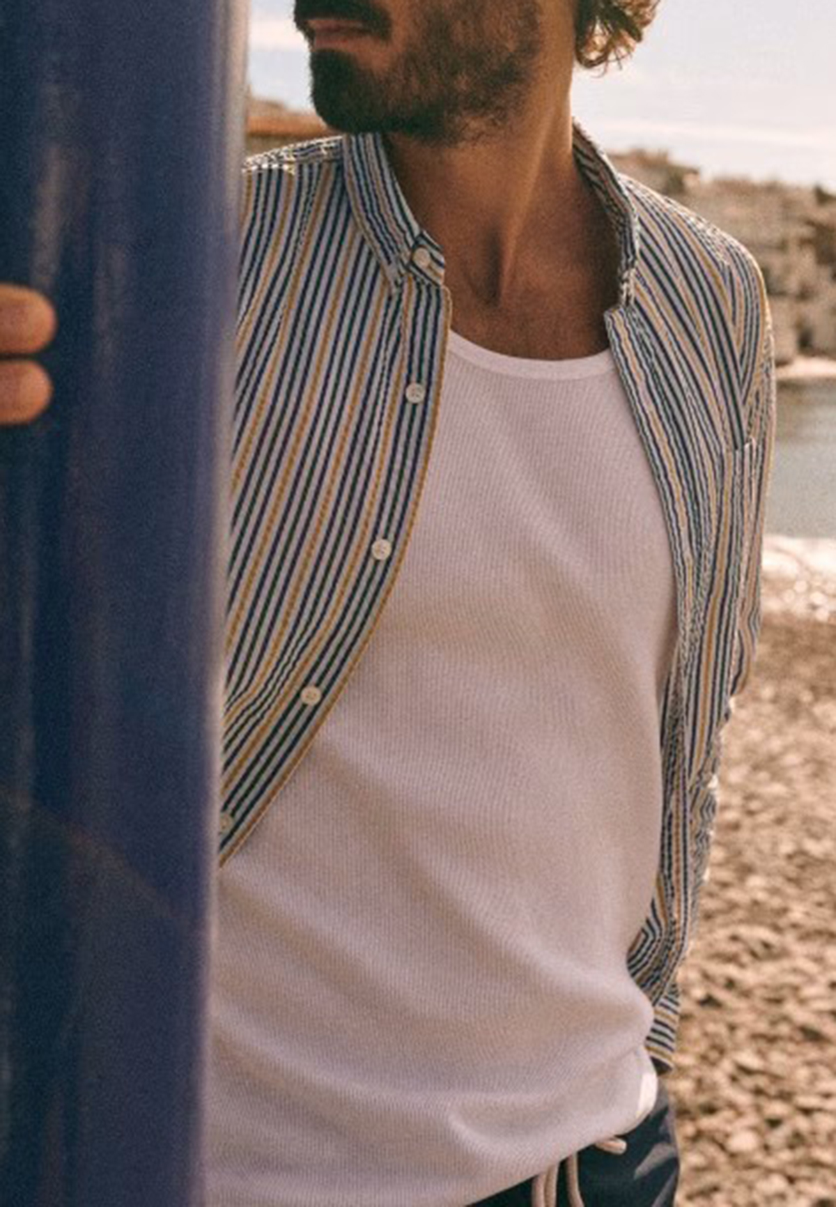 Charlie Seersucker Shirt-White Multicoloured Stripes