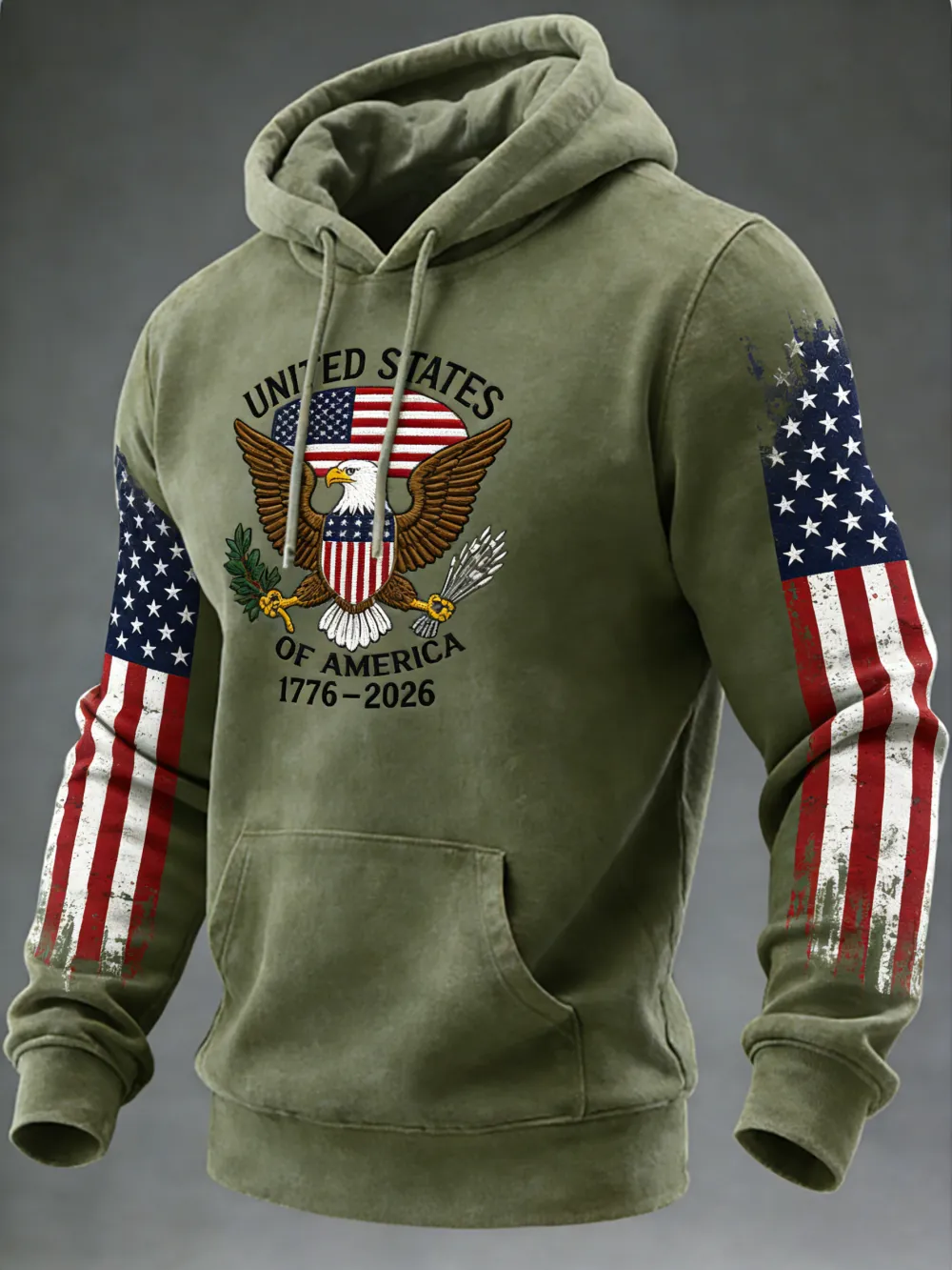 USA 250Th Anniversary ✦ Final Clearance Sale UNITED STATES OF AMERICA Embroidery Pattern Patchwork Hooded Sweatshirt