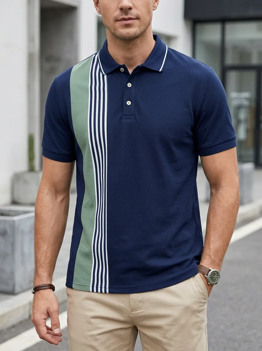Men's Modern Striped Polo Shirt