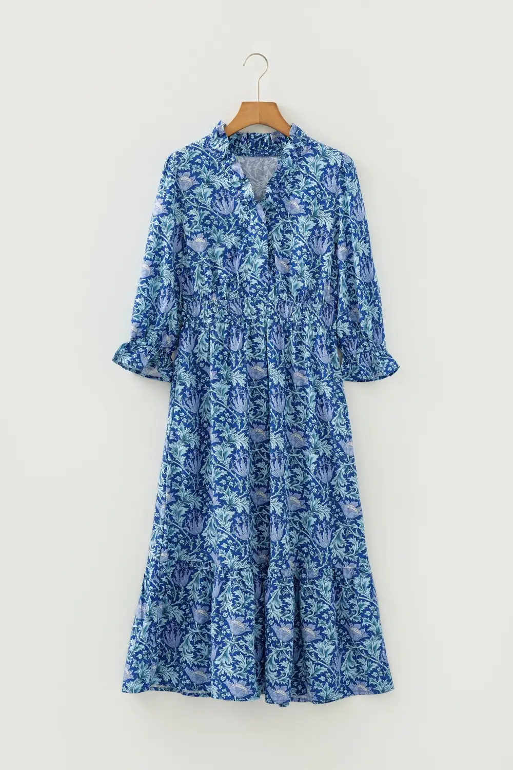 Lightweight Feel Floral Printed V Neck Dress