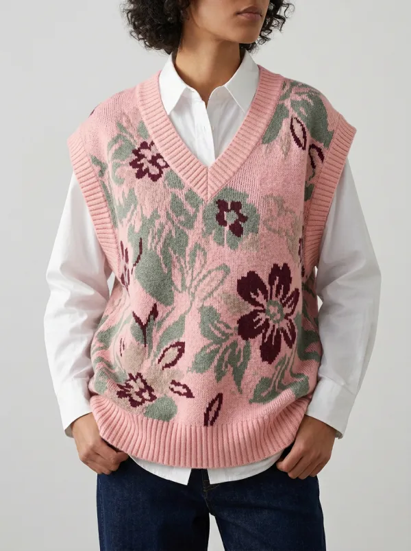 Everyday Floral Vneck Sweater Vest