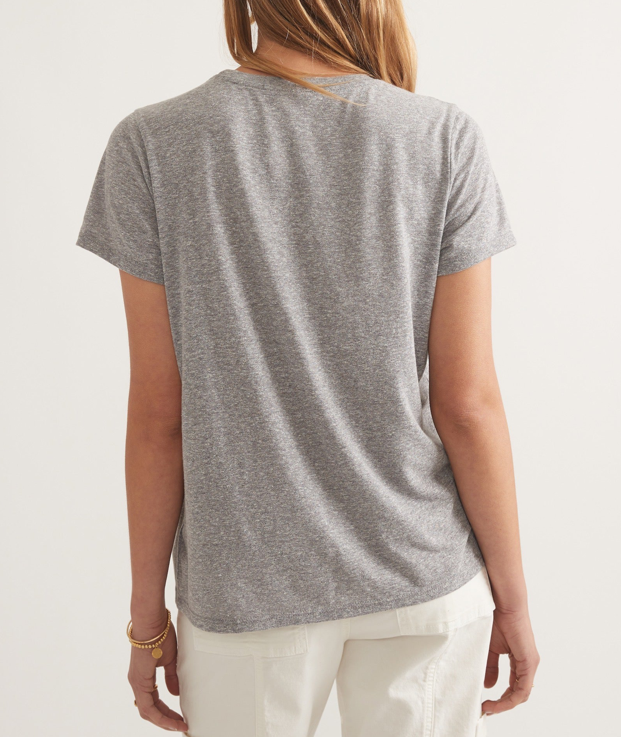 Heathered Fabric Crew Neck Casual Tee