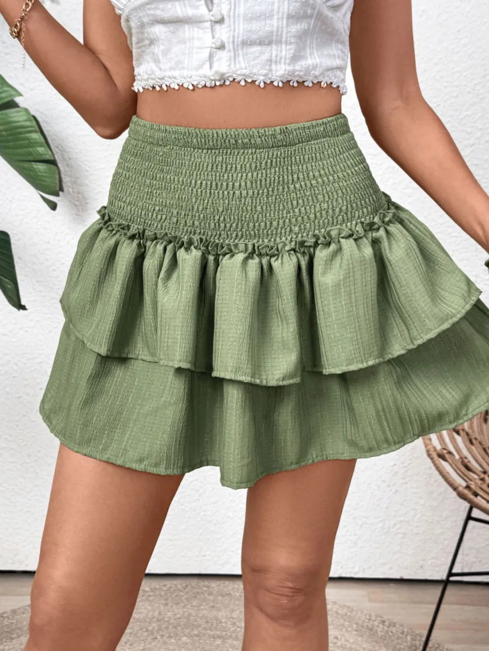 Chic Smocked Layered Skirt