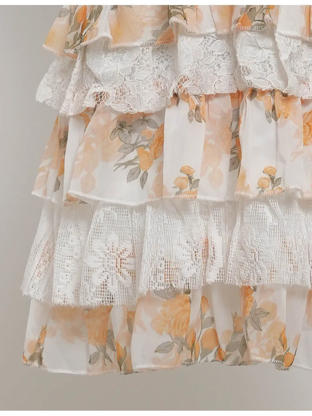 Boho Lace Panel Tiered Ruffle Mini Skirt