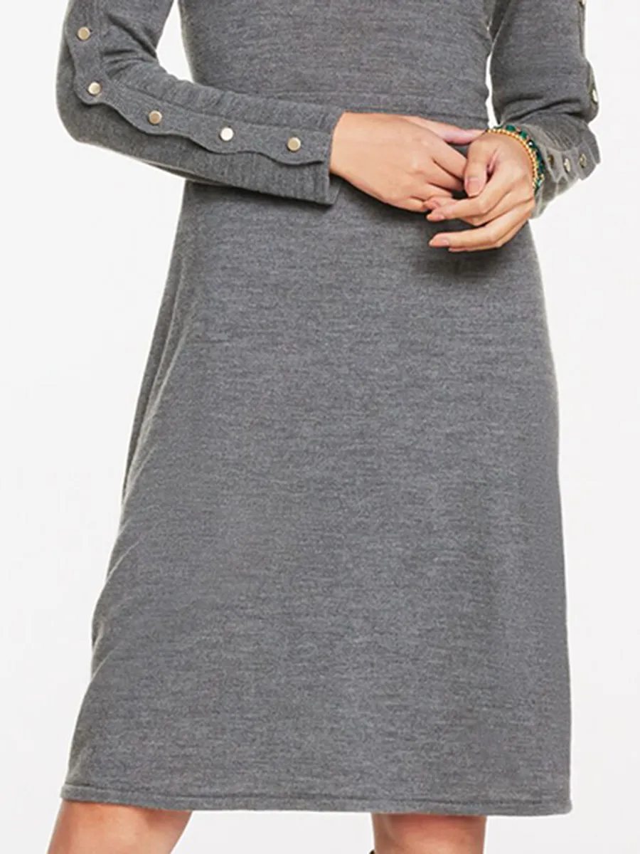 Lady'S Fashionable Fitted Mid-Length Wool Dress