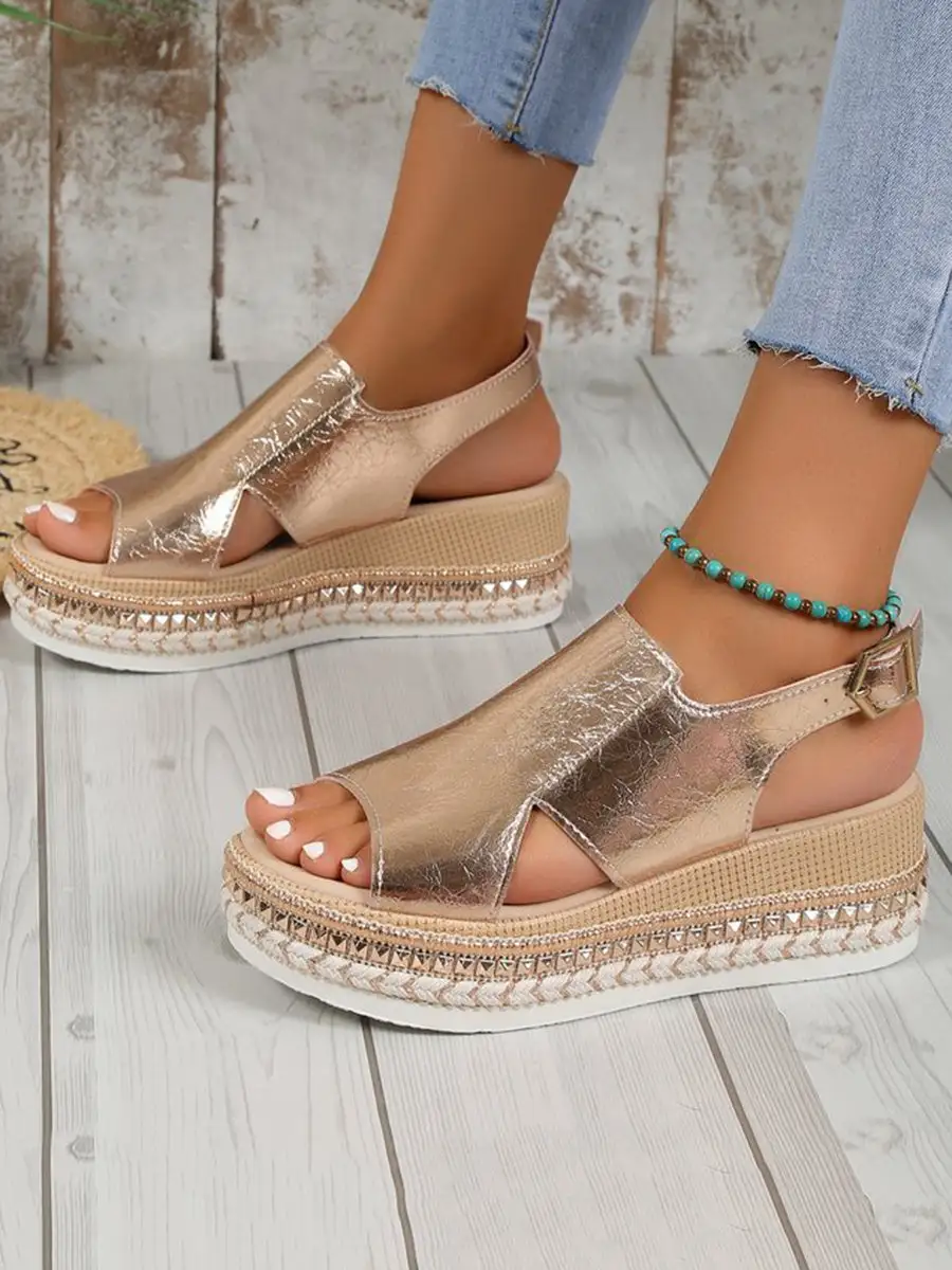 Open-Toe PU Heeled Sandals