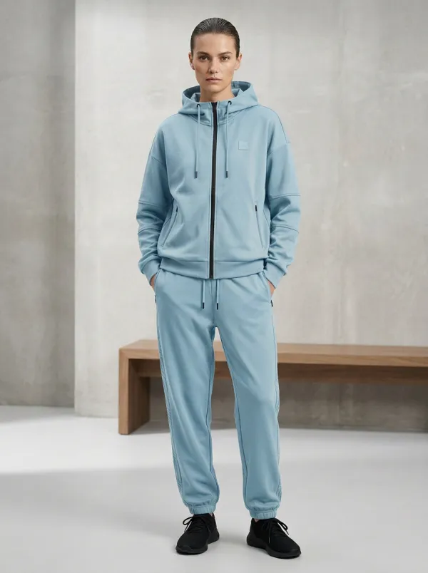 Zip-Up Hoodie Minimal Unisex Zip Hoodie Tracksuit Set
