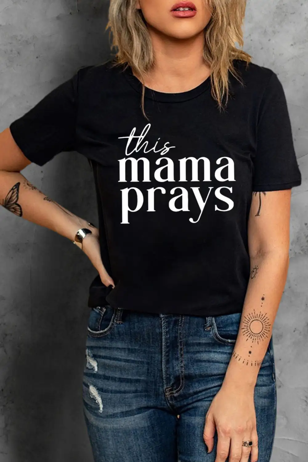 Black This Mama Prays Letters