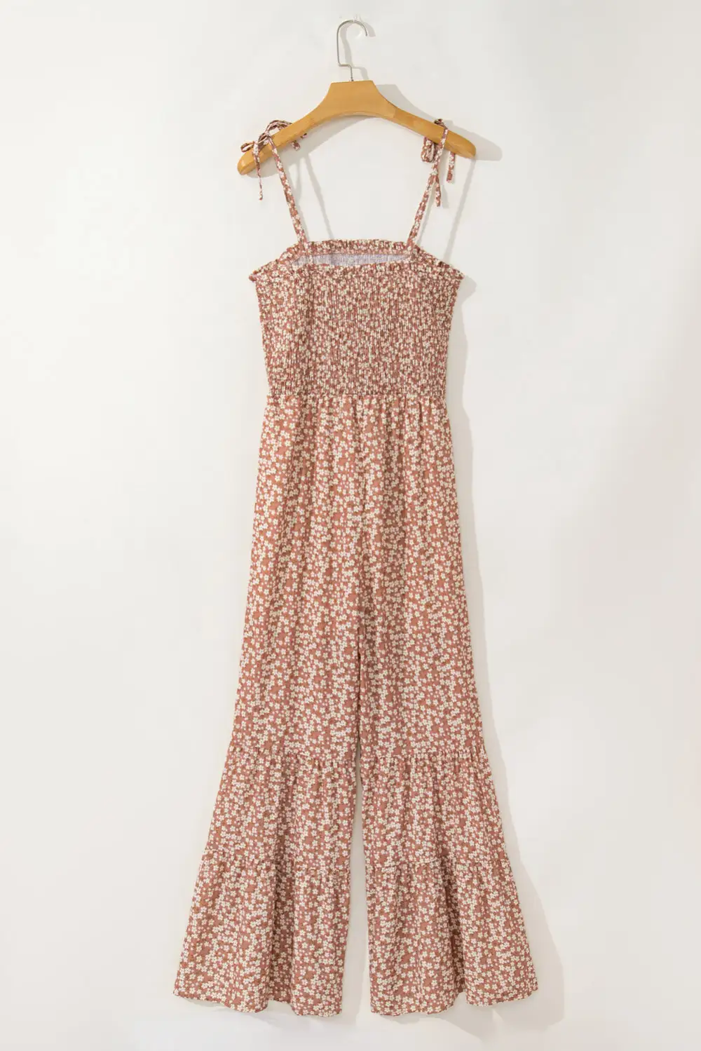 Thin Straps Smocked Bodice Wide Leg Accessory