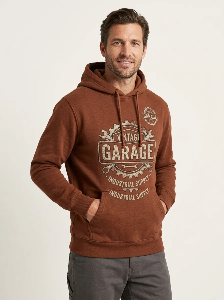 Men's Vintage Mechanic Garage Industrial Graphic Hoodie