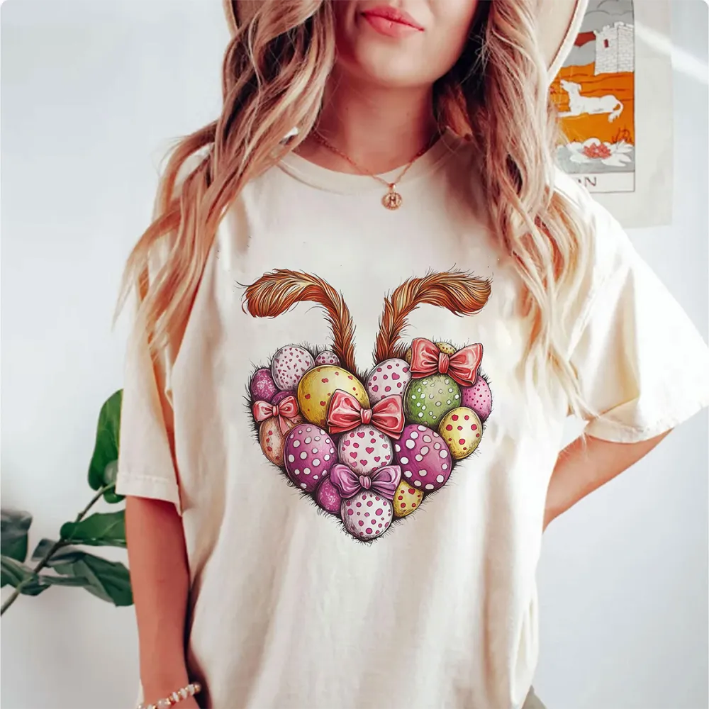 Easter Egg Heart Printed T - Shirt
