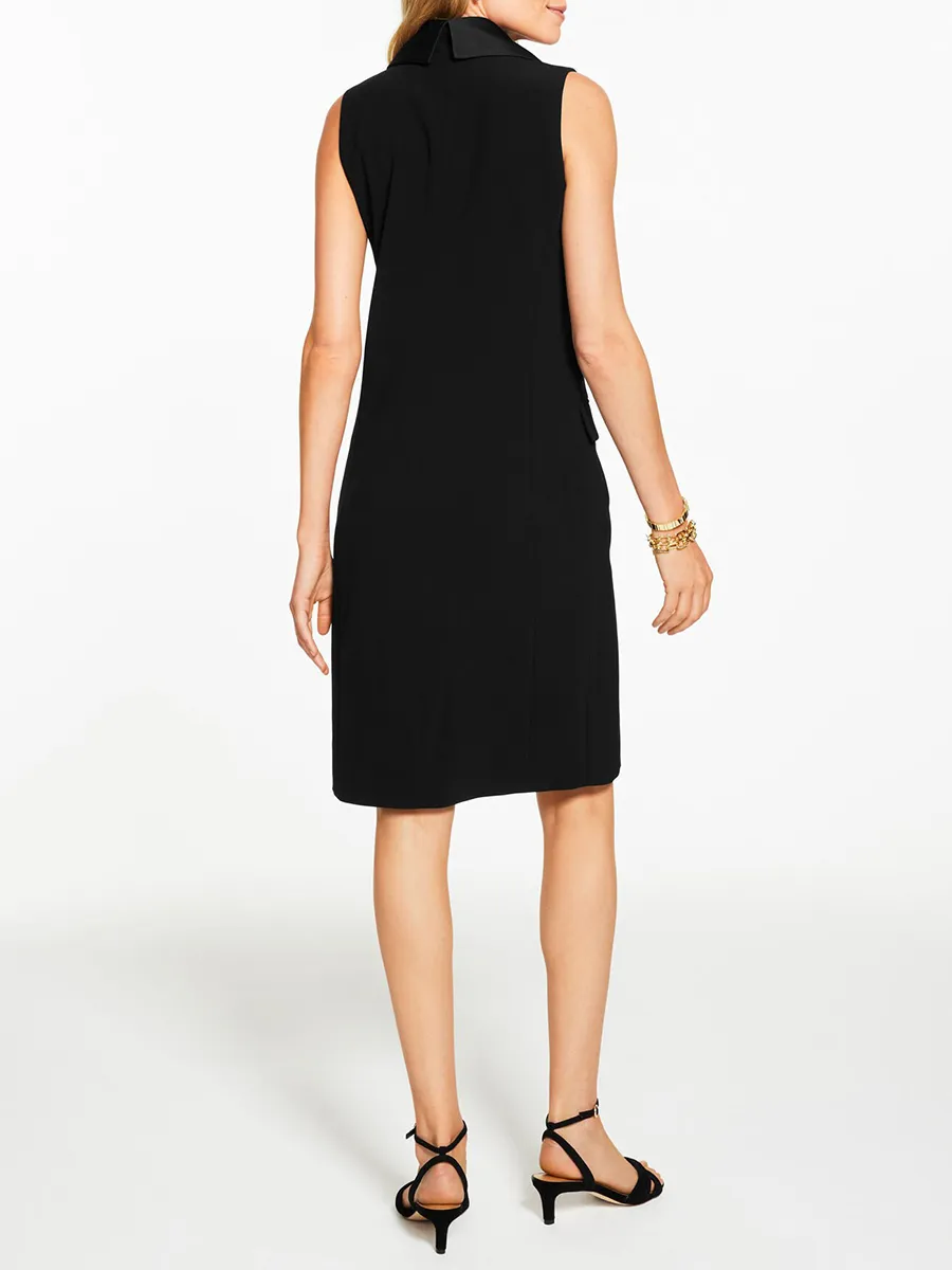 Women'S Black Sleeveless Double-Breasted Blazer Dress