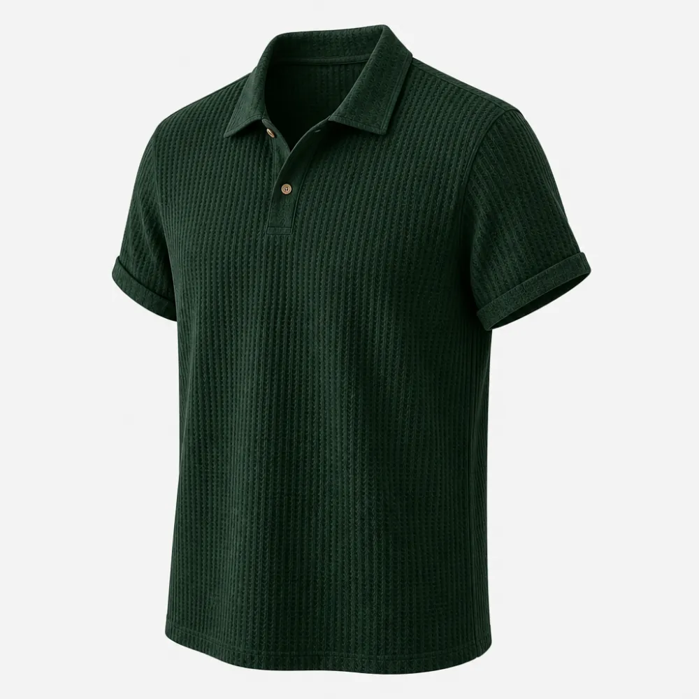 Men’s Waffle Textured Short Sleeve Polo Shirt