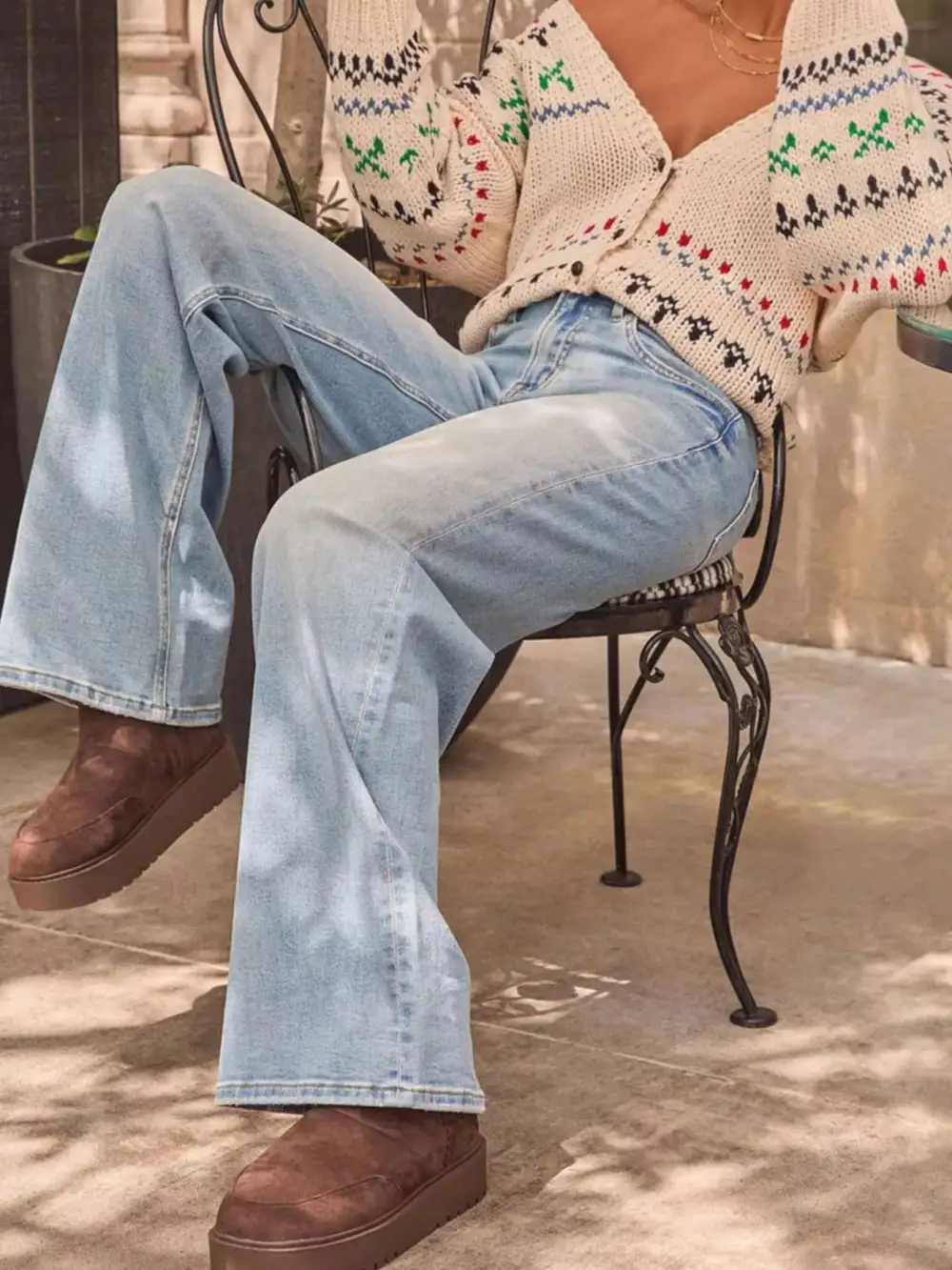 Wide Leg Washed Denim Jeans