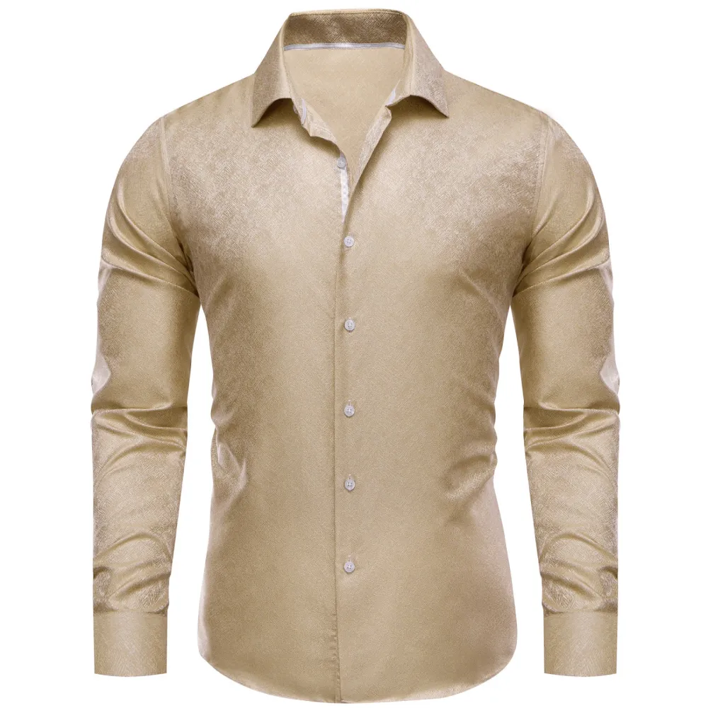 Jacquard Long Sleeve Silk Dress Shirt