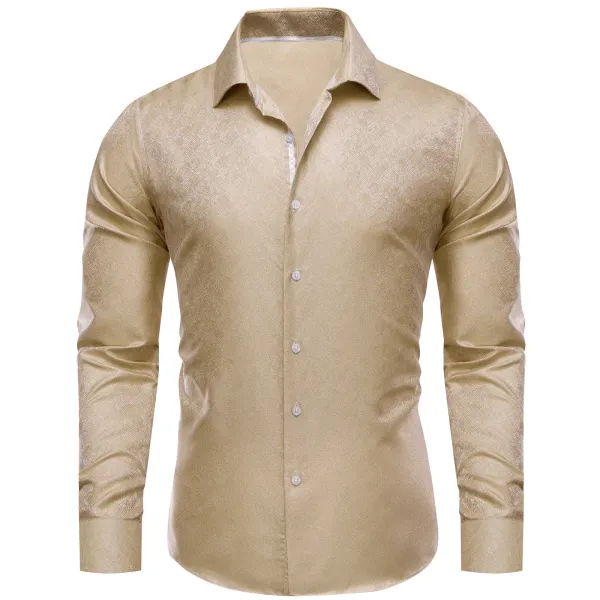 Jacquard Long Sleeve Silk Dress Shirt