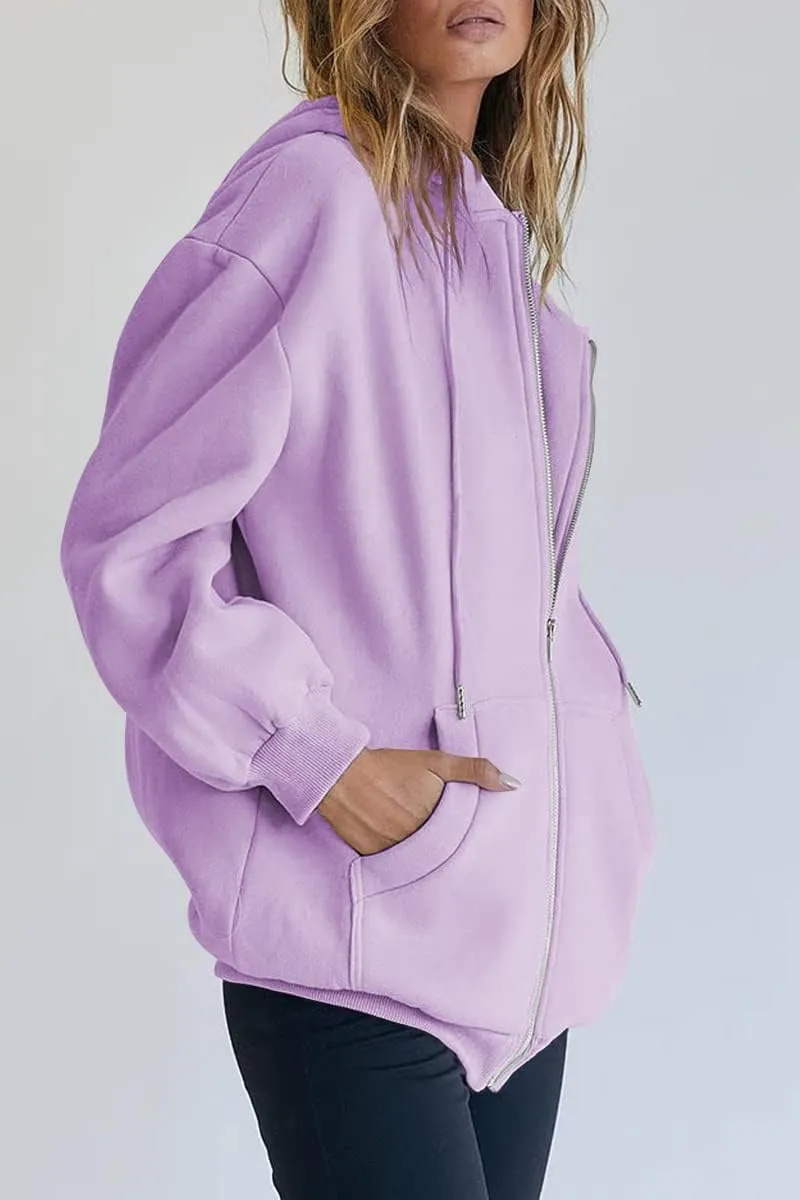 Women's Cute Hoodies Teen Girl Fall Jacket Oversized Sweatshirts Casual Drawstring Zip Up Y2K Hoodie with Pocket