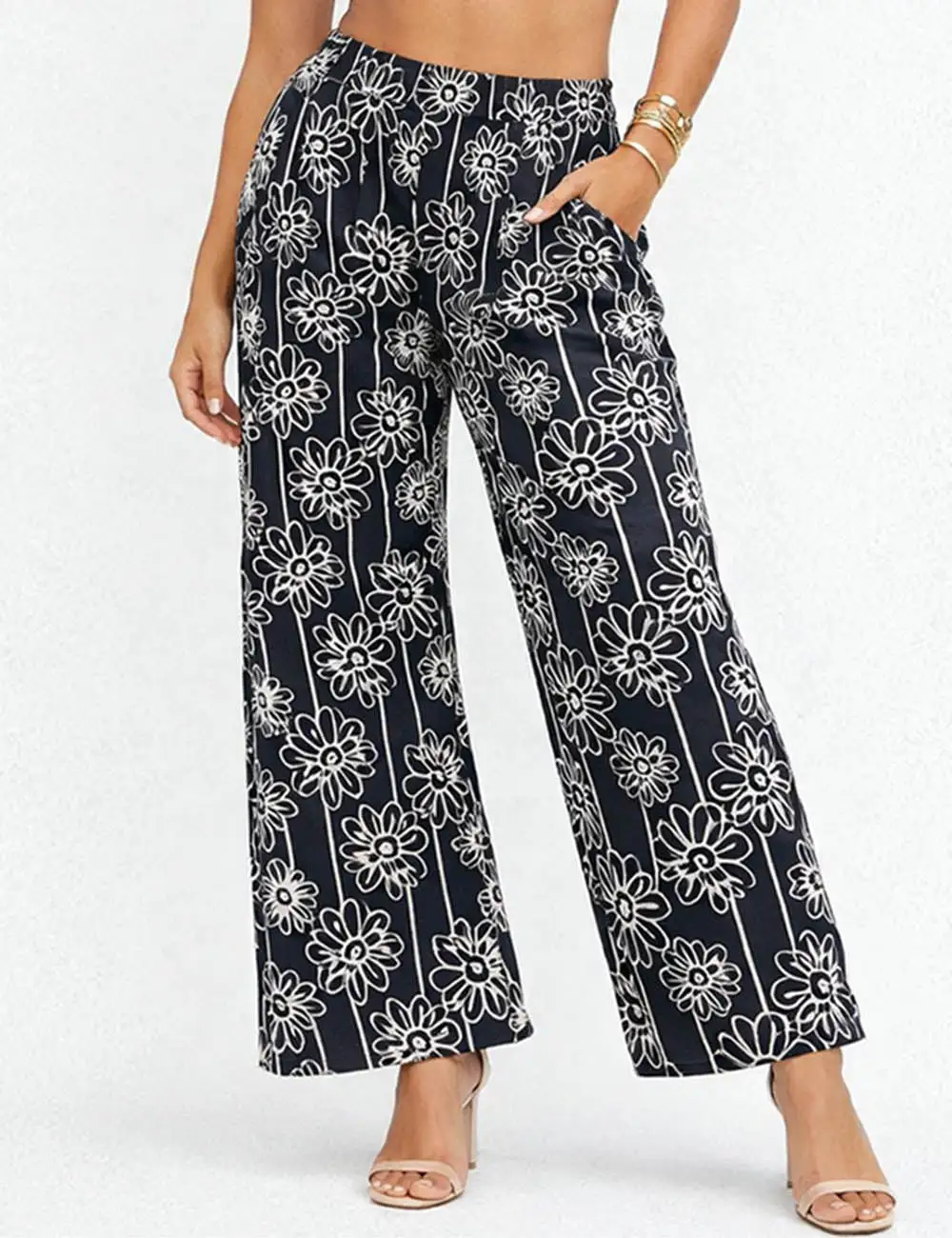 Boho Embroidery Elastic Waist Pants