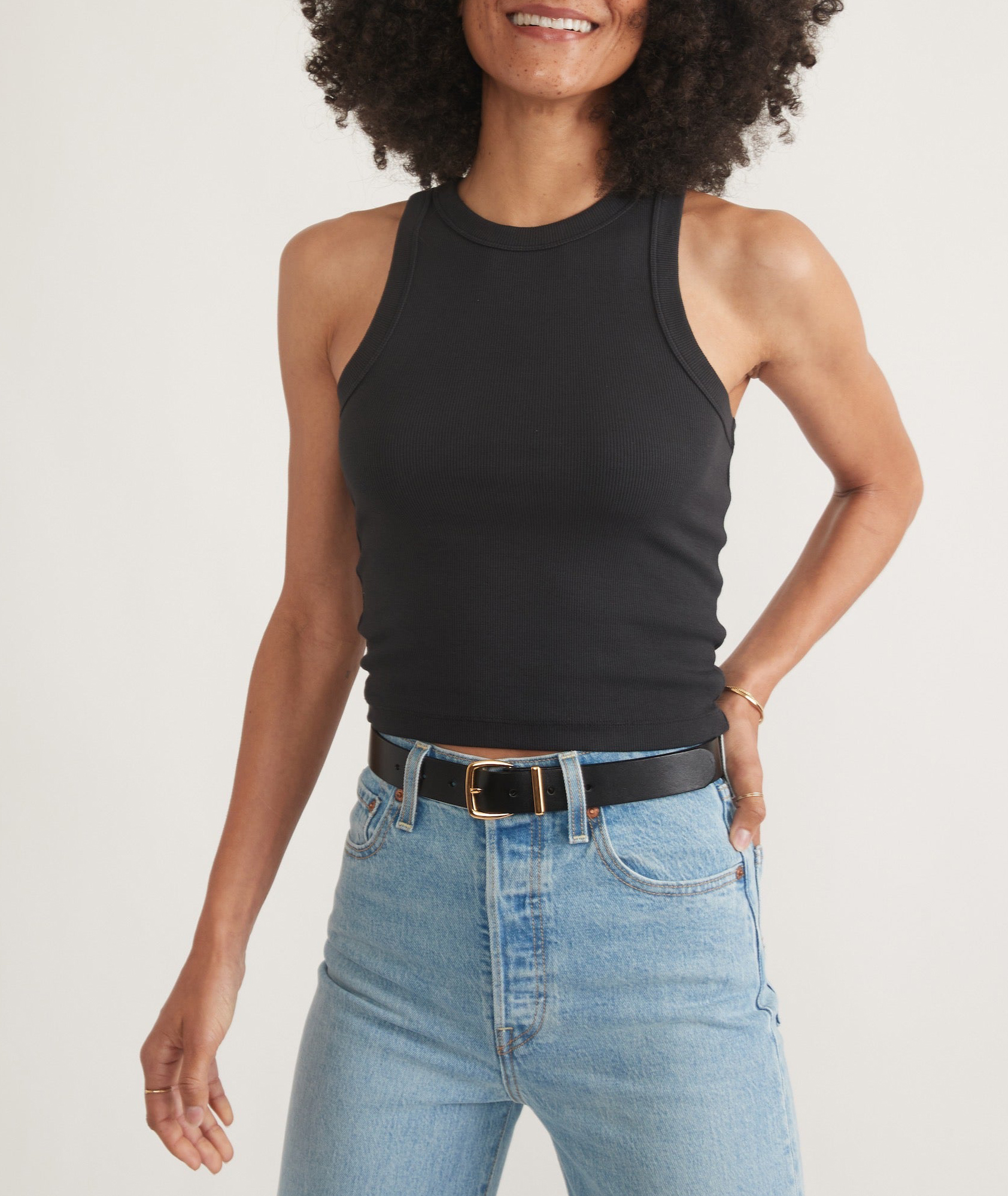 Simple Black Ribbed Tank Top